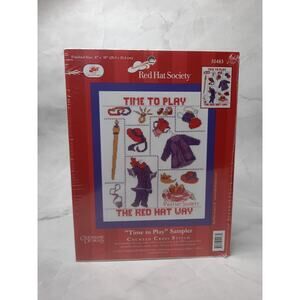 Candamar Red Hat Society Counted Cross Stitch Kit Time To Play Sampler 51483